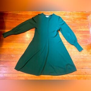 Boden Green Knit Midi Dress with Puff Sleeves, Boden US Size 4R